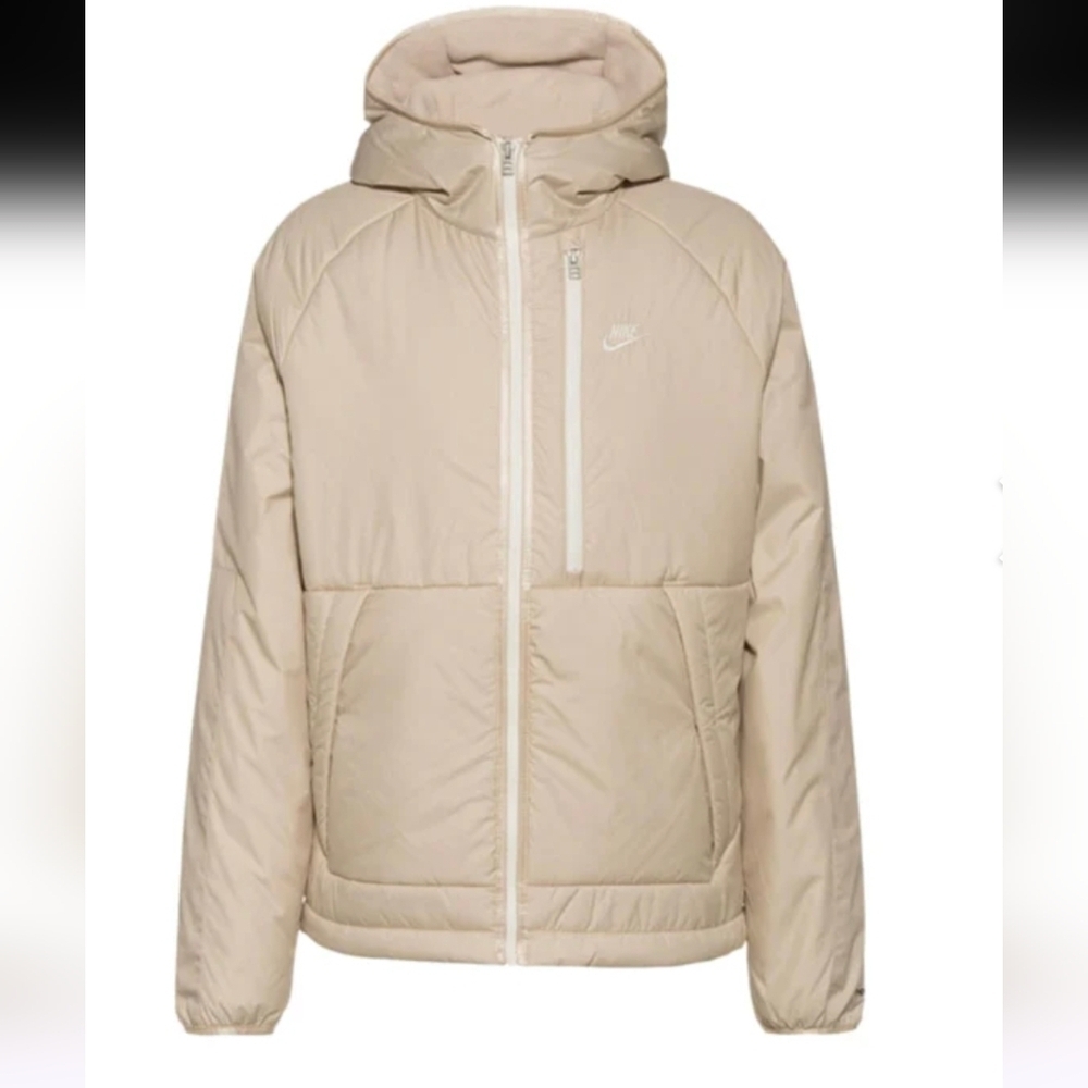 NIKE New Cream Hooded Puffer Nike Beige White Jacket Mens XXL